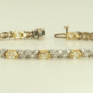 2 Tone Gold Millenial Sunrise Link Bracelet 5.41 Ct J K G H C22000042